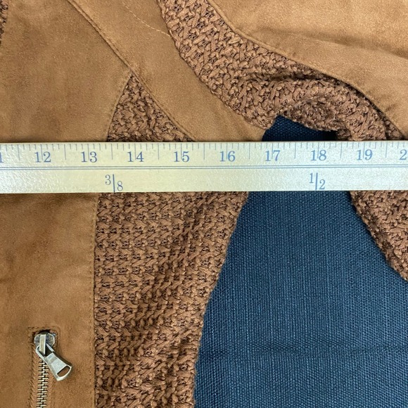 BNCI by Blanc Noir Women's Brown Suede Knit Moto Jacket Size S - Picture 6 of 13